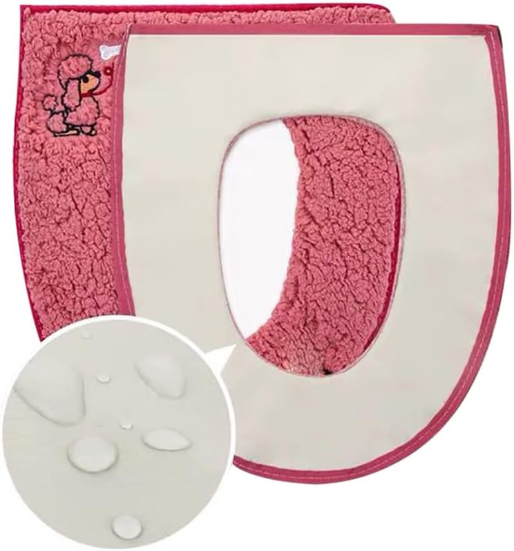 Warm Plush Washable Thicken Toilet Seat Cover Pads Mat with Handle and Zipper (Gray)