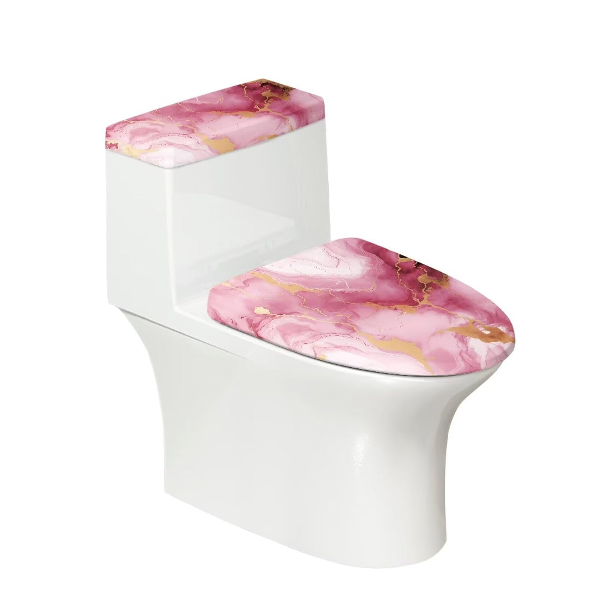 White Marble Lid Cover and Toilet Tank Lid Cover Set of 2,Modern Marble Print Toilet Decoration Replacement Novelty Decorations for Bathroom Accessory Fit Most Round Elongated and Oblong