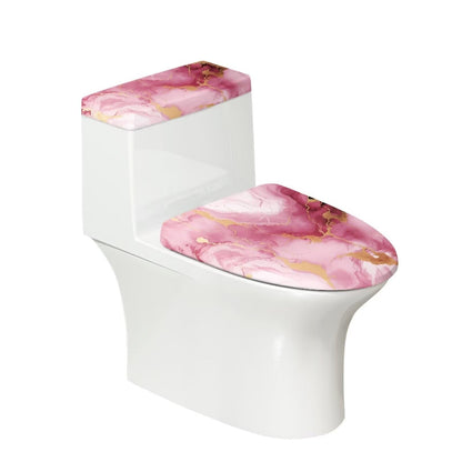 White Marble Lid Cover and Toilet Tank Lid Cover Set of 2,Modern Marble Print Toilet Decoration Replacement Novelty Decorations for Bathroom Accessory Fit Most Round Elongated and Oblong