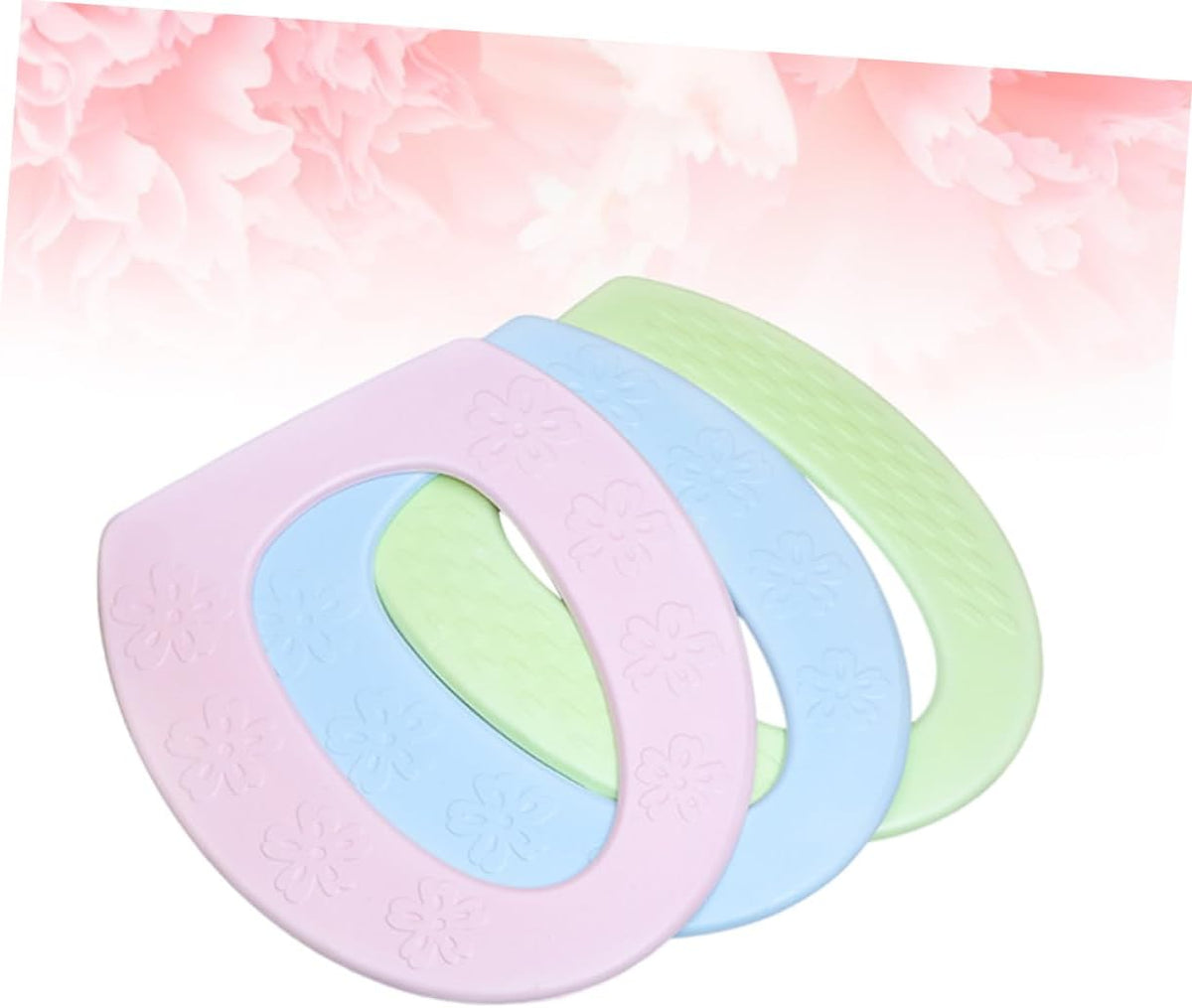 Hemobllo 3pcs Sticky Toilet Seat Cushion Four Seasons Toilet Pad for Cold Insulation Easy to Install Comfortable and Stretchy Pink Green and Blue