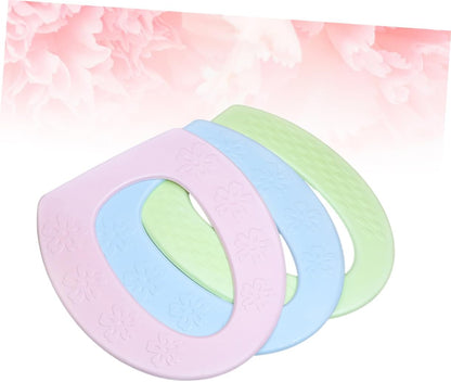Hemobllo 3pcs Sticky Toilet Seat Cushion Four Seasons Toilet Pad for Cold Insulation Easy to Install Comfortable and Stretchy Pink Green and Blue