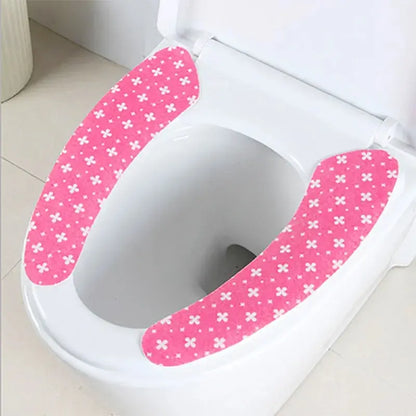 Silicone World 1 Pair Reusable Warm Toilet Seat Filling Washable Bathroom Mat Seat Cover Thick Cartoon Sticky Toilet Cushion