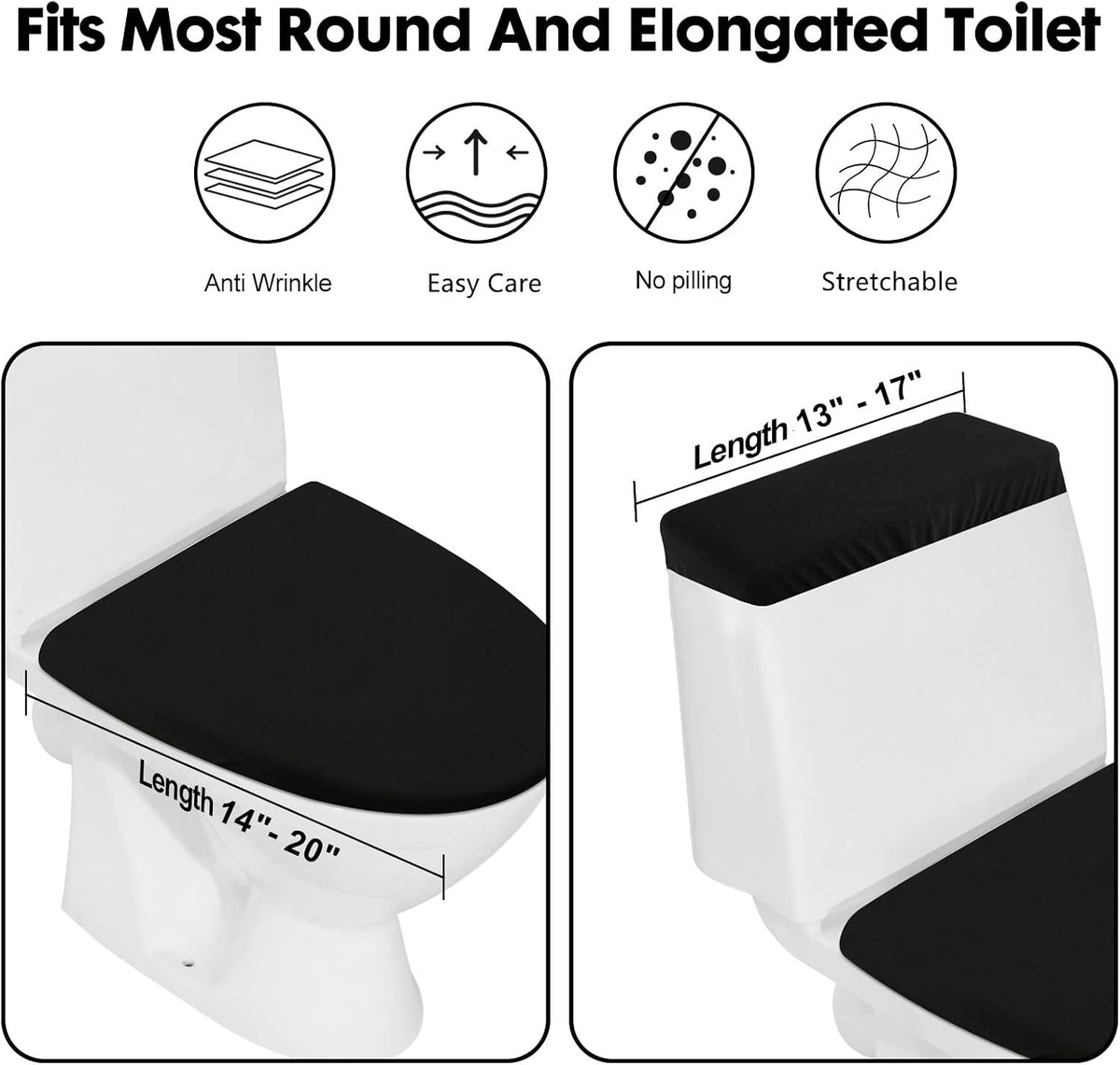 Toilet Lid Cover and Toilet Tank Lid Cover Set, Milk Silk Toilet Cover