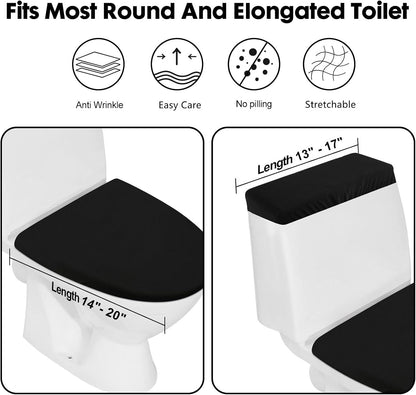 Toilet Lid Cover and Toilet Tank Lid Cover Set, Milk Silk Toilet Cover