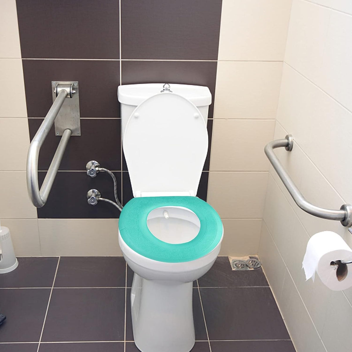 Toilet Seat Cover Pad Sticker,Soft Toilet Seat Cushion Pad Universal with Self-Adesive Design for Bathroom (Light Green)