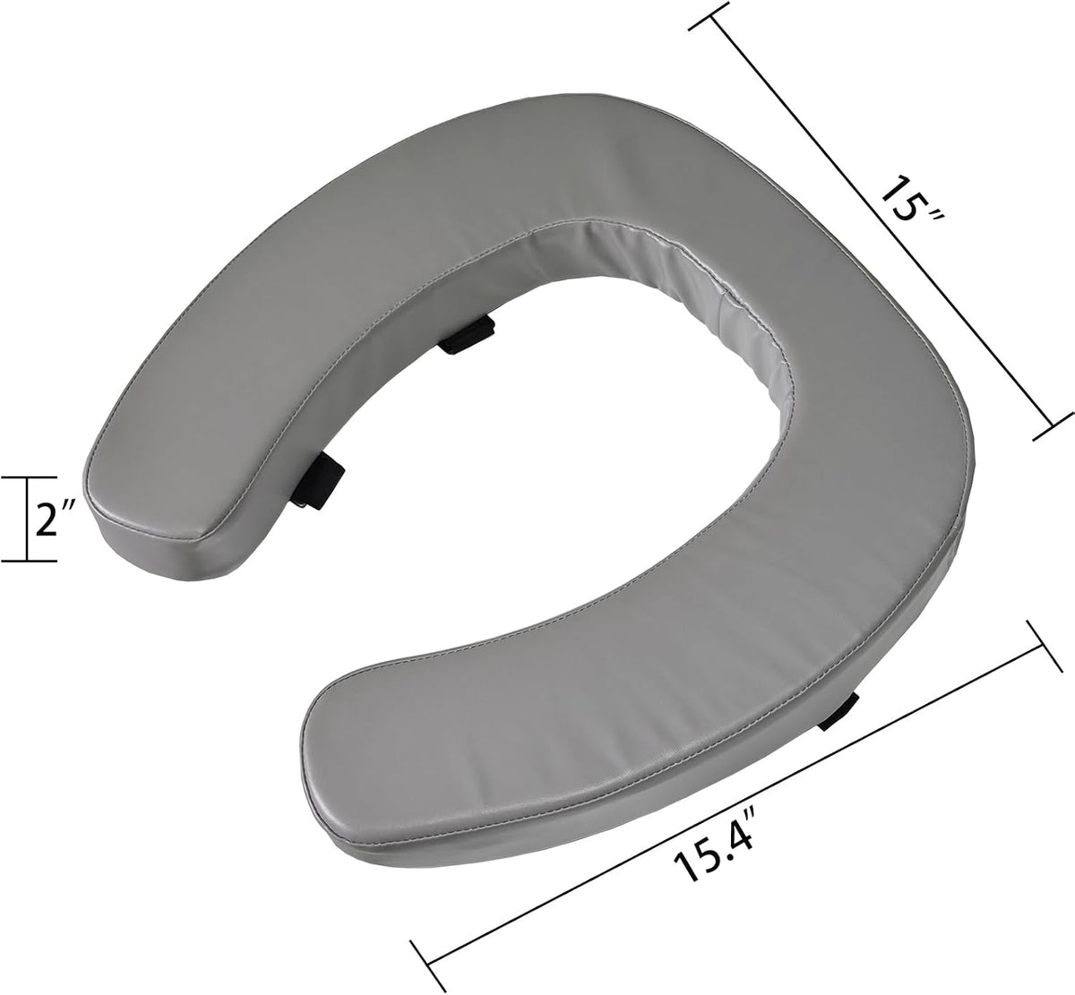 Padded Toilet Seat Cushion with 2-Inch High-Density Foam & Waterproof PU Fabric, U-Shape Padded Toilet Cushion - Secure Hook & Loop Tape, Fits Standard Toilets (Grey)