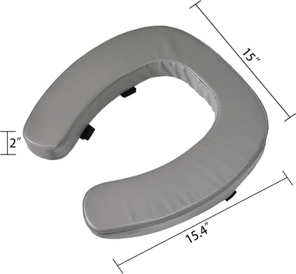 Padded Toilet Seat Cushion with 2-Inch High-Density Foam & Waterproof PU Fabric, U-Shape Padded Toilet Cushion - Secure Hook & Loop Tape, Fits Standard Toilets (Grey)