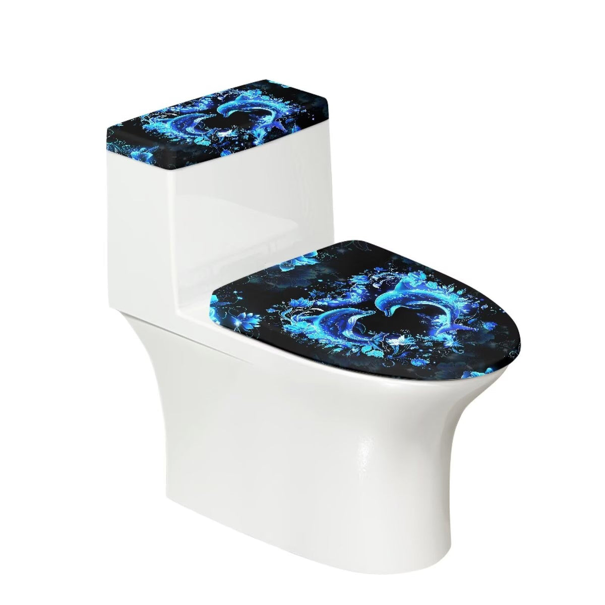 White Marble Lid Cover and Toilet Tank Lid Cover Set of 2,Modern Marble Print Toilet Decoration Replacement Novelty Decorations for Bathroom Accessory Fit Most Round Elongated and Oblong