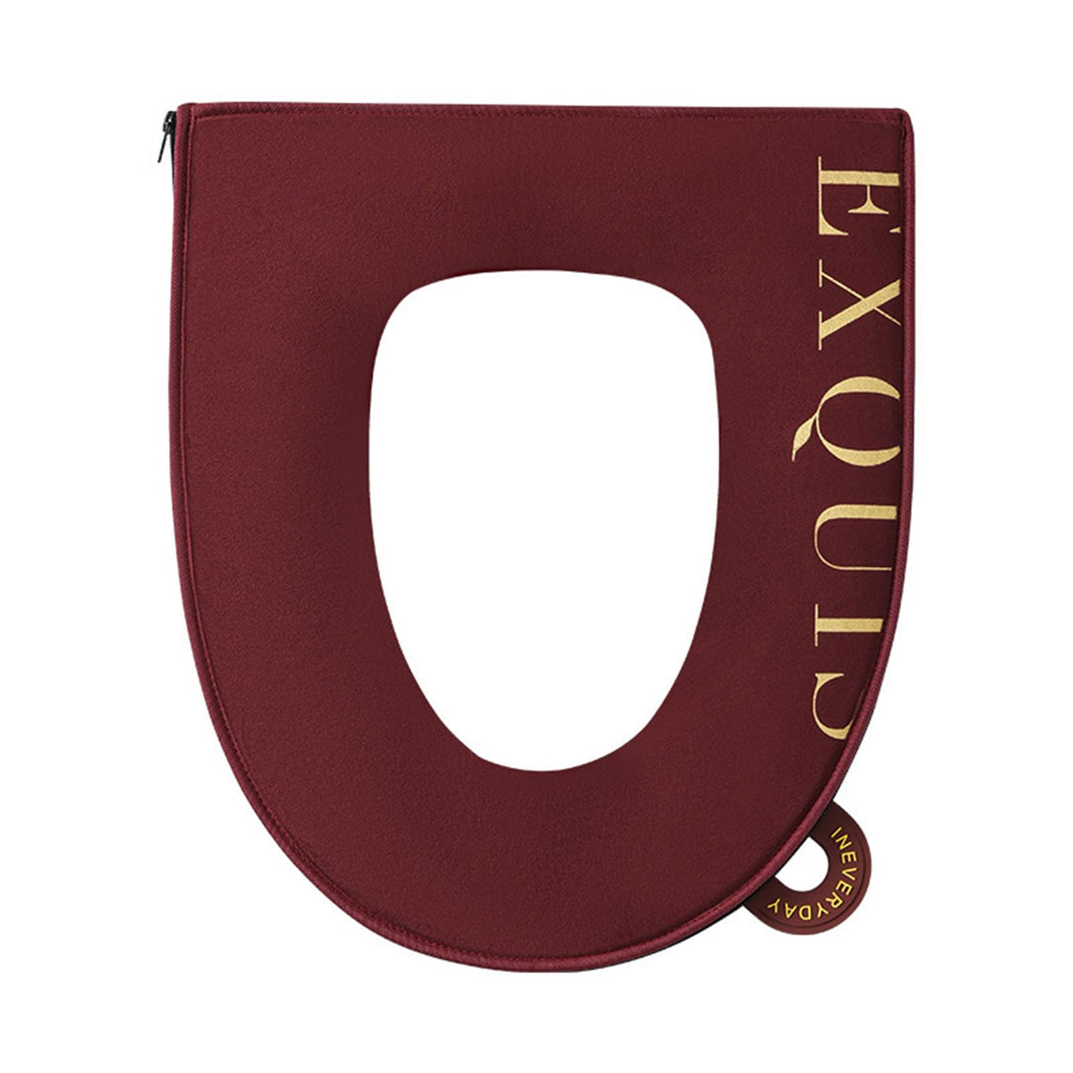 AOKLEY Toilet Seat Cushion, Soft Warm Toilet Cover Pads Washable Velvet Fabric Toilet Seat Covers Pads Reusable, Machine-Washable, Easy-Install (Burgundy)