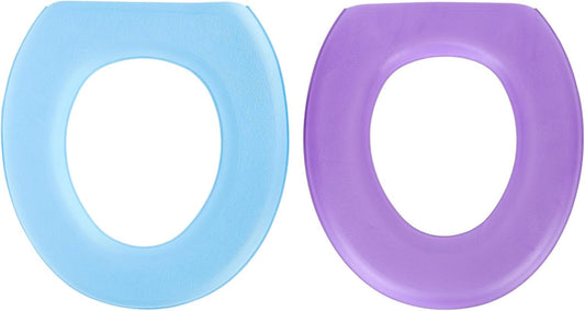 2Pcs Eva Toilet Seat Covers - Thicken, Waterproof, Washable, Self-Adhesive, Warm and Comfortable for Winter, Universal Fit, Blue