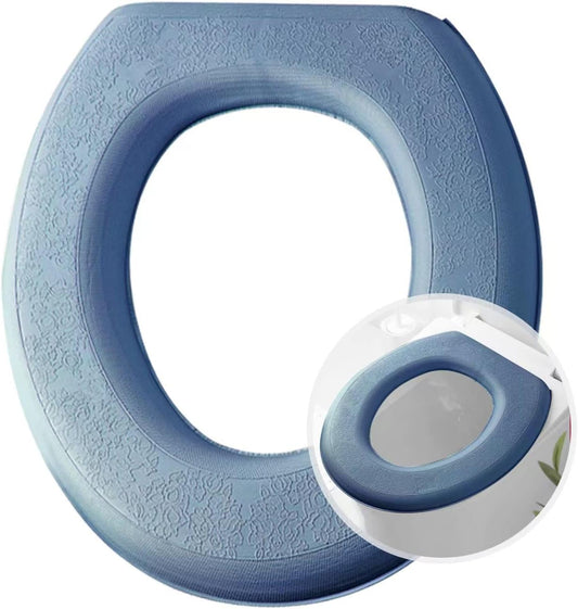 Toilet Seat Cover Warmer, Toilet Seat Cushion, O-Shaped Scrubbable Wash.（ Deep Ocean Blue 2 Pcs）