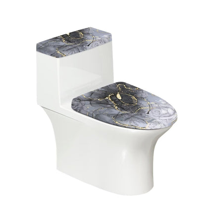 Gray Marble Toilet Cover Set 2 Pack Toilet Seat and Tank Lid Cover Replacement Universal with Elastic Bottom Easy to Clean Bathroom Home Indoor Decoration
