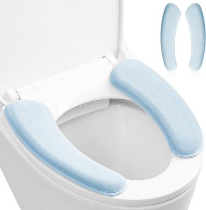 Toilet Seat Cover, Thick and Elastic Bathroom Toilet Seat Cushion Soft Polyester Fiber Sponge Cushioned Lid Cover, Non-Slip Washable Reusable Comfort Pad Seats Cushion for Most Toilets (Blue)