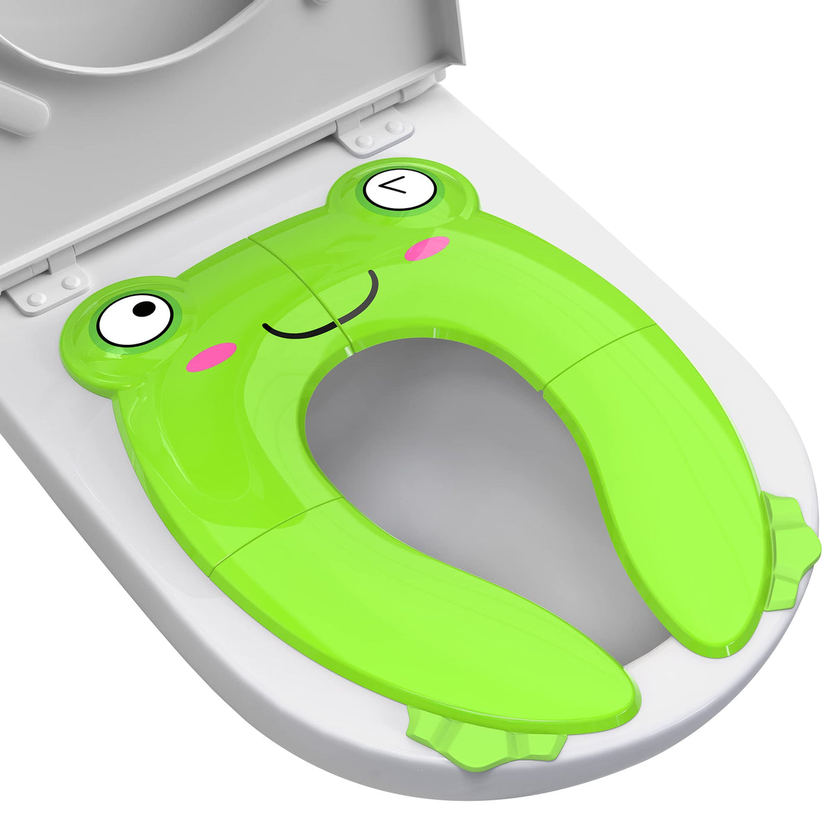 Maliton Foldable Travel Potty Training Seat for Toddlers, Green Frog