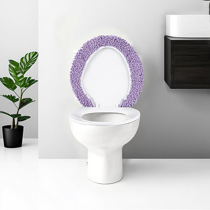 Chenille Elongated Toilet Seat Cover 19.5"x 15" Machine Washable
