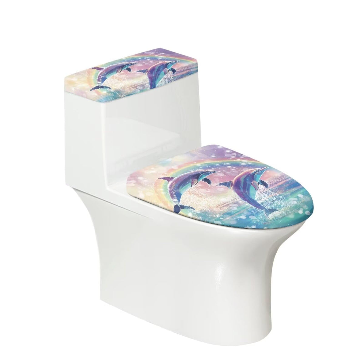 White Marble Lid Cover and Toilet Tank Lid Cover Set of 2,Modern Marble Print Toilet Decoration Replacement Novelty Decorations for Bathroom Accessory Fit Most Round Elongated and Oblong