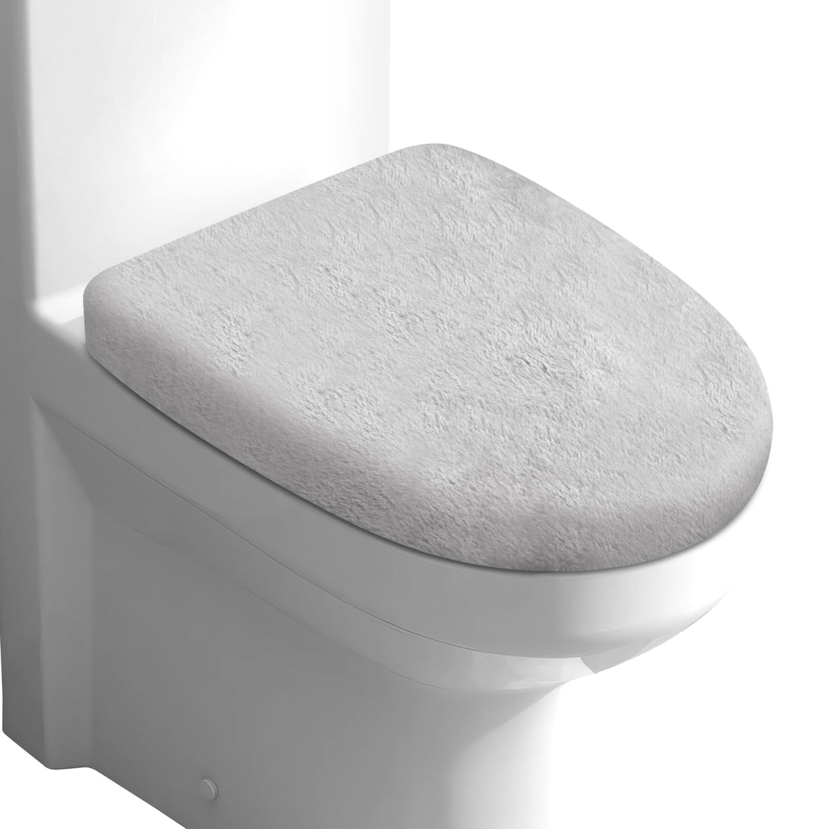 Microfiber Toilet Lid Cover, Soft Velvet Toilet Cover; Absorbent, Machine Washable, Comfortable Adjustable Toilet Seat Cover Fits Most Toilet Lids (Black)