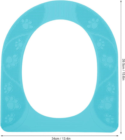 Agatige Silicone Toilet Seat Cushion, 39.5x34cm Non Slip Toilet Cover Pad Warmer Washable Travel Potty Seat with Suction Cup for All Season Bathroom (Sky Blue)