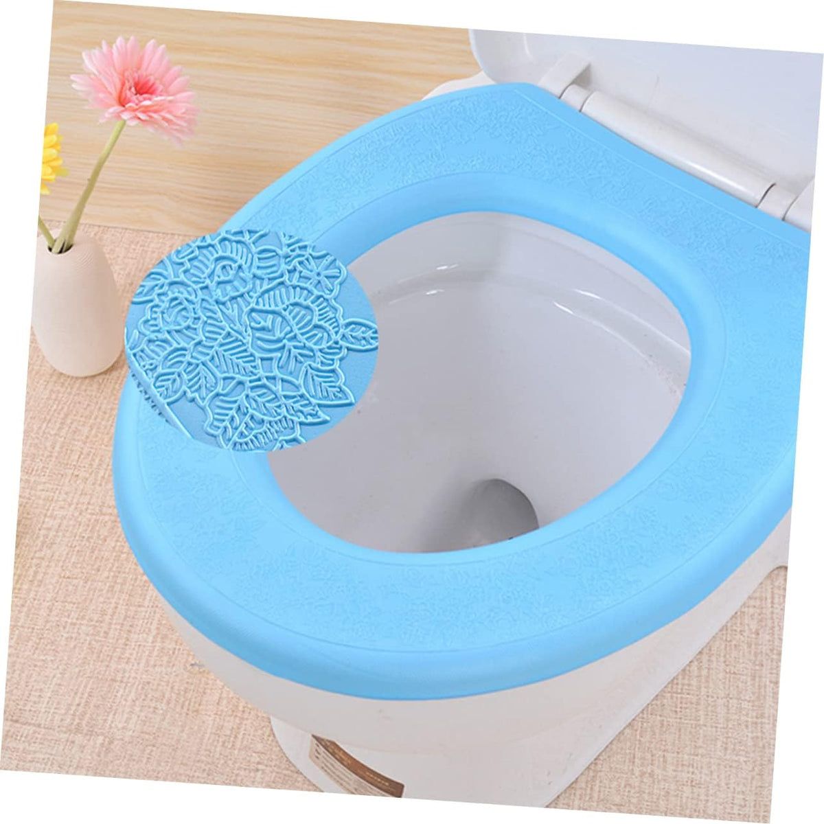 2pcs Colorful Toilet Seat Cover O-shaped Toilet Seat Cover Toilet Seat Pads