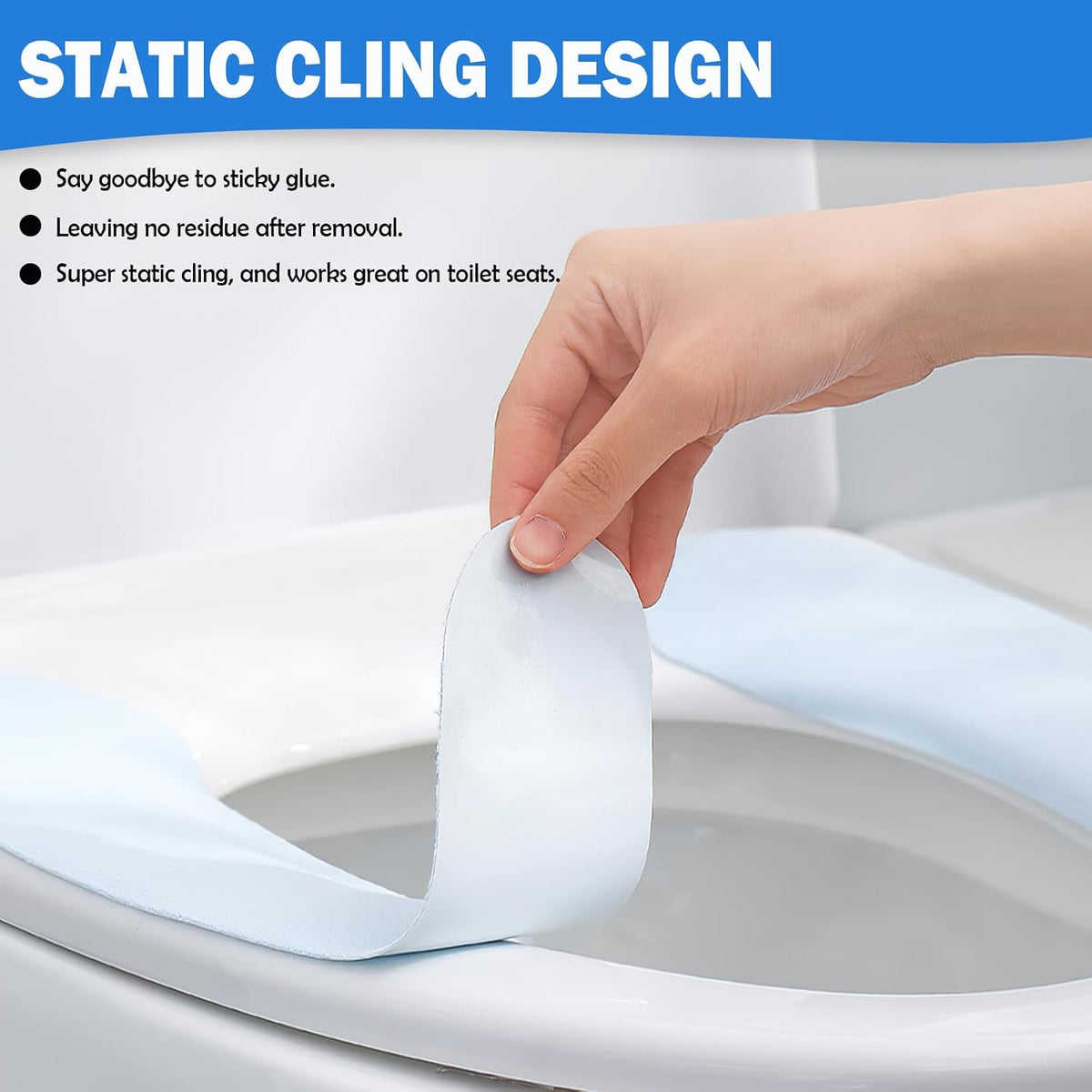 Thin and Warm Toilet Seat Cover Pad – Self-Adhesive, Adjustable and Cut-to-Fit, Comfortable and Easy to Clean, Perfect for Home Bathrooms (Blue)