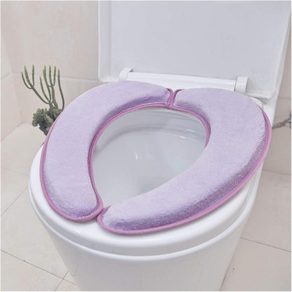 Extra thick Warm Soft Toilet Cover Seat Lid Pad Closestool Protector Bathroom Accessories Set Sticky Toilet Seat Cover Mat (Color : Rose Pink)