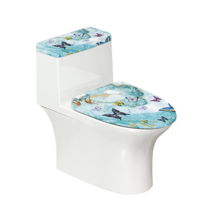 Gray Marble Toilet Cover Set 2 Pack Toilet Seat and Tank Lid Cover Replacement Universal with Elastic Bottom Easy to Clean Bathroom Home Indoor Decoration