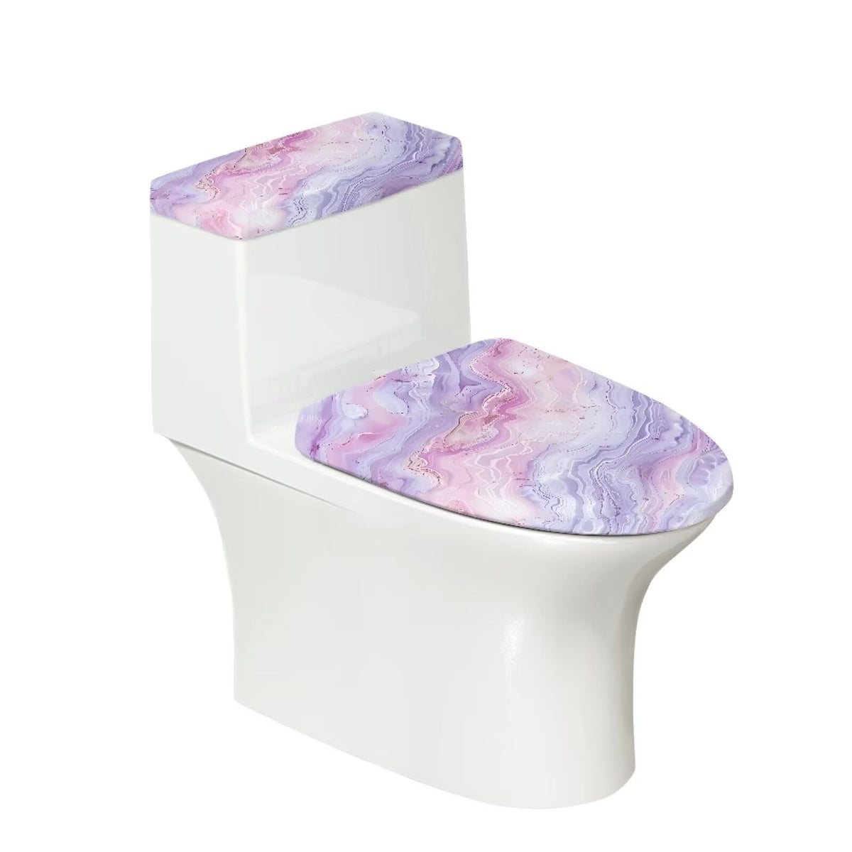 Gray Marble Toilet Cover Set 2 Pack Toilet Seat and Tank Lid Cover Replacement Universal with Elastic Bottom Easy to Clean Bathroom Home Indoor Decoration