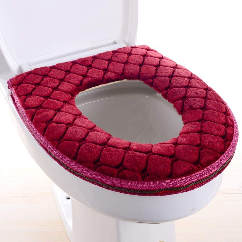 Toilet Seat Cushion - Soft, Thicker, Warmer Washable Covers with Zipper - Home Reusable (Gray)