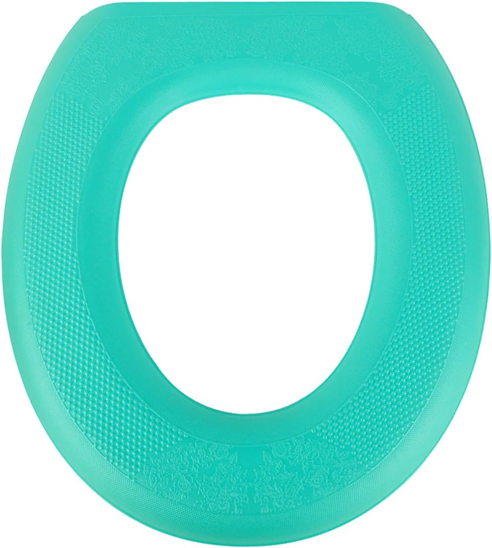 Reusable Toilet Seat Cover Pads, EVA Waterproof Sticky Stretchable Toilet Seat Cushion, 14.9" x 16.14" Green
