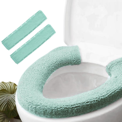 2pcs Toilet-seat Cover Warmer Cushion – Toilet seat Cover Pads Plush Warm Thick Bathroom Toilet Seat Warmer 2pcs Light Avocado Green