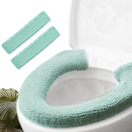 2pcs Toilet-seat Cover Warmer Cushion – Toilet seat Cover Pads Plush Warm Thick Bathroom Toilet Seat Warmer 2pcs Light Avocado Green