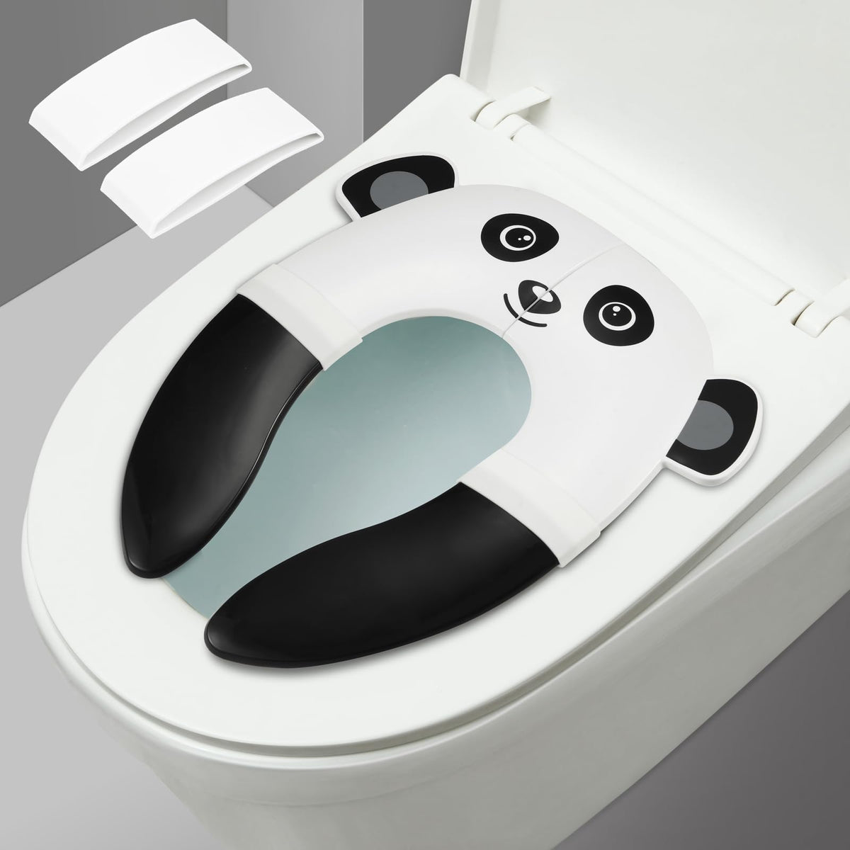 PandaEar Toilet Seat Cover | Folding Travel Toilet Seat for Children and Potty Training | Portable Silicone Toilet Seat for Toddlers, Boys & Girls with Non-Slip Silicone Pads