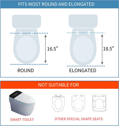 Padded Toilet Seat Cushion with 2-Inch High-Density Foam & Waterproof PU Fabric, U-Shape Padded Toilet Cushion - Secure Hook & Loop Tape, Fits Standard Toilets (Grey)
