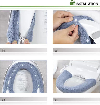 2pcs Toilet-seat Cover Warmer Cushion – Toilet seat Cover Pads Plush Warm Thick Bathroom Toilet Seat Warmer 2pcs Light Avocado Green