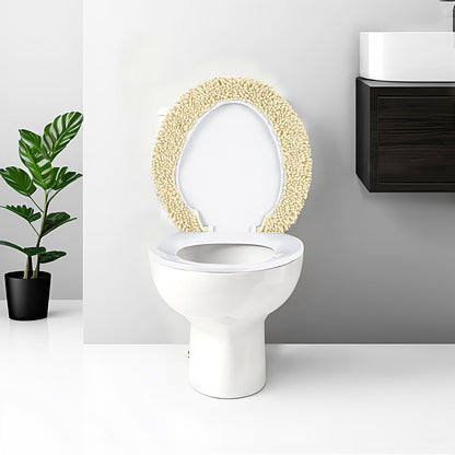 Chenille Elongated Toilet Seat Cover 19.5"x 15" Machine Washable