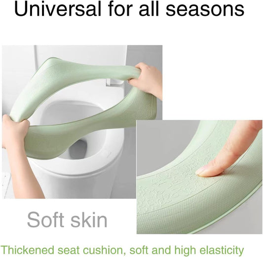 Toilet Seat Cover Warmer, Toilet Seat Cushion, O-Shaped Scrubbable Wash.( Deep Ocean Blue 2 Pcs)