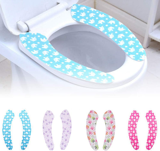 4 Pair Sticky Toilet Seat Lid Cover Pads Washable Toilet Warmer Mat Proector Liner for Bathroom Toilet Seat Cover Pads