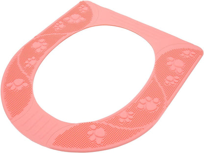 Silicone Toilet Seat Cover, Non Slip Design (Pink)