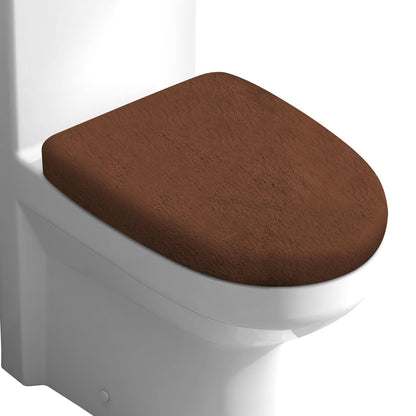 Microfiber Toilet Lid Cover, Soft Velvet Toilet Cover; Absorbent, Machine Washable, Comfortable Adjustable Toilet Seat Cover Fits Most Toilet Lids (Black)