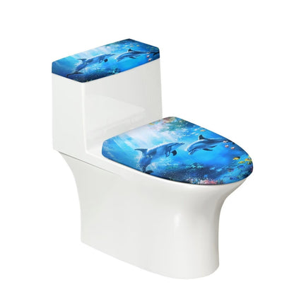 Gray Marble Toilet Cover Set 2 Pack Toilet Seat and Tank Lid Cover Replacement Universal with Elastic Bottom Easy to Clean Bathroom Home Indoor Decoration