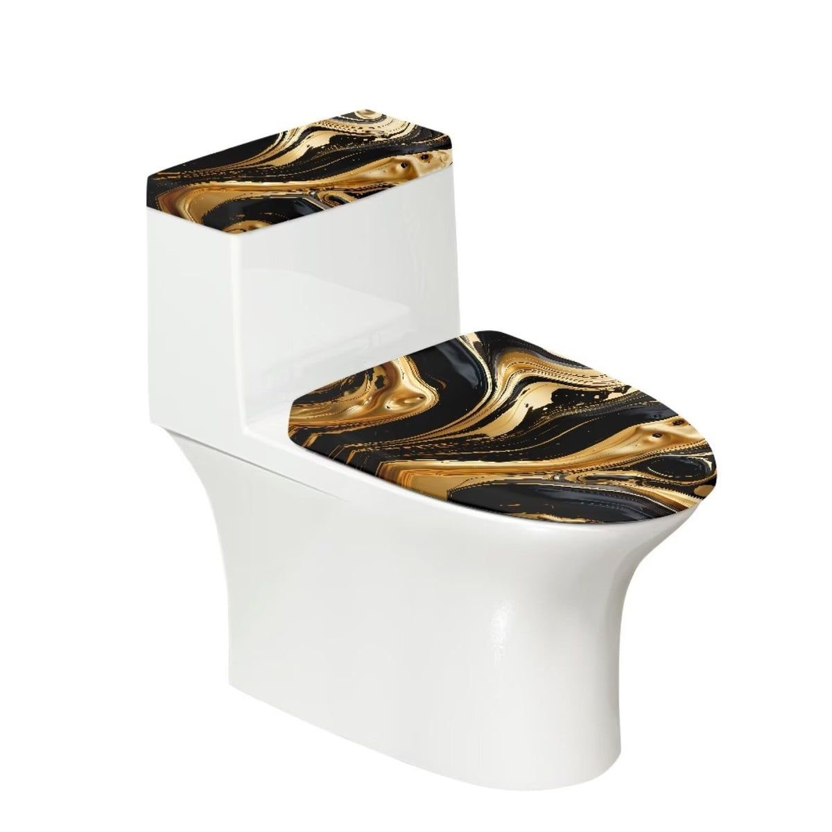 White Marble Lid Cover and Toilet Tank Lid Cover Set of 2,Modern Marble Print Toilet Decoration Replacement Novelty Decorations for Bathroom Accessory Fit Most Round Elongated and Oblong