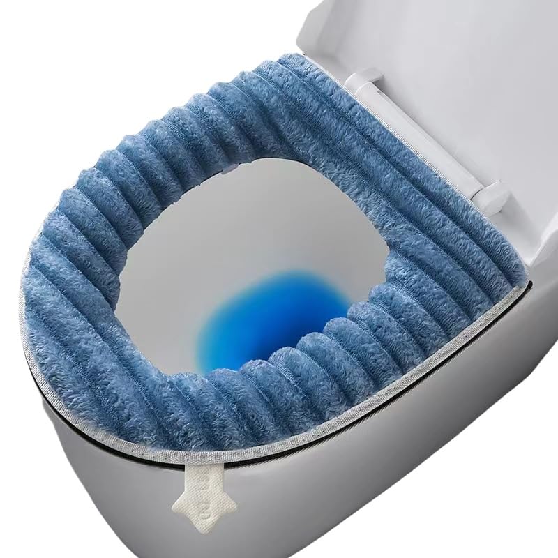 Soft Toilet Seat Cushion Washable and Comfortable Toilet Seat Cover Pads Reusable Thicker Warmer Cover Pads with Zipper (Grey)