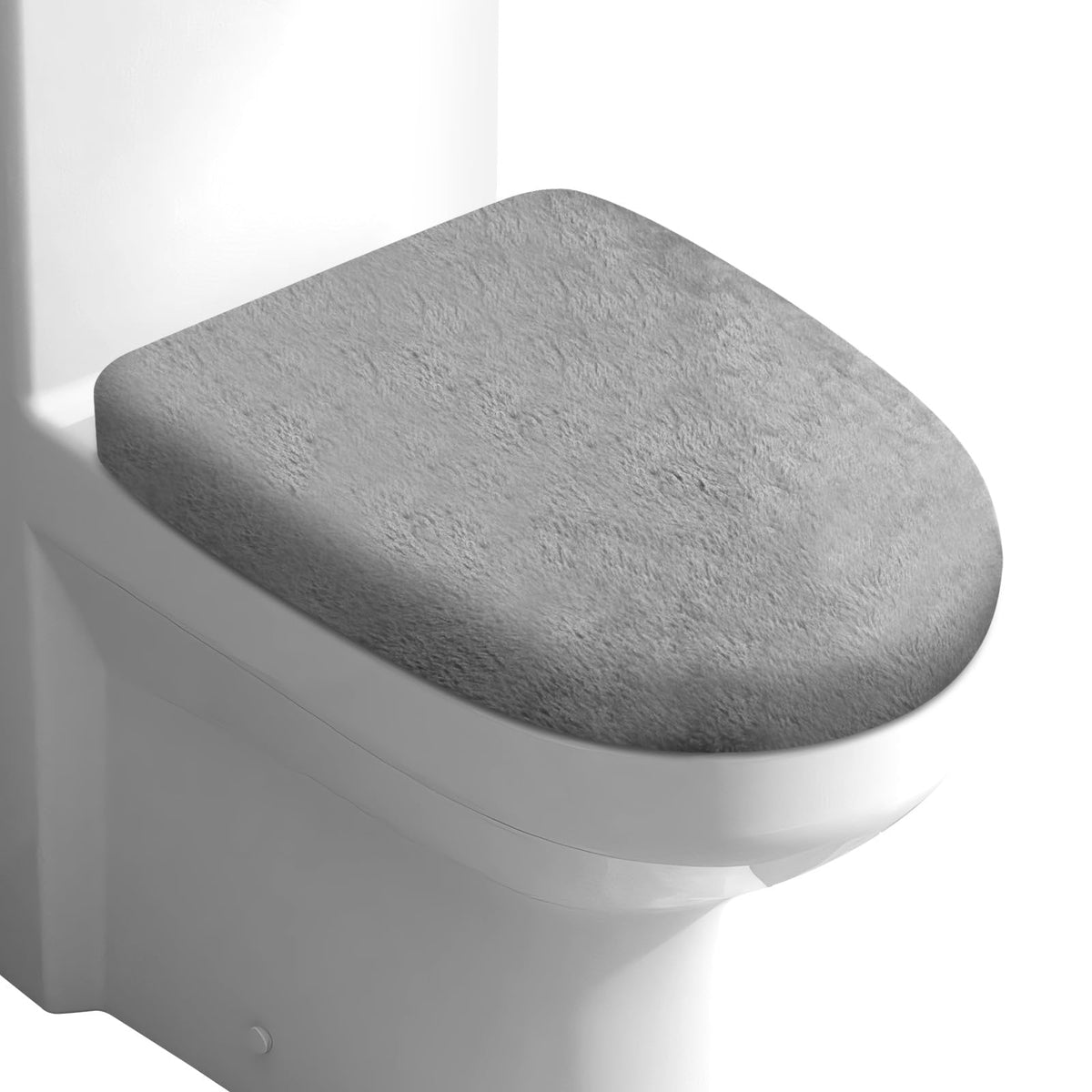 Microfiber Toilet Lid Cover, Soft Velvet Toilet Cover; Absorbent, Machine Washable, Comfortable Adjustable Toilet Seat Cover Fits Most Toilet Lids (Black)
