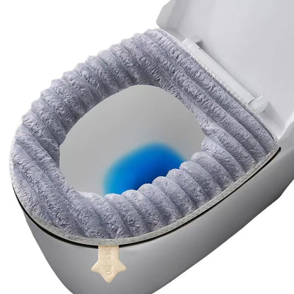 Soft Toilet Seat Cushion Washable and Comfortable Toilet Seat Cover Pads Reusable Thicker Warmer Cover Pads with Zipper (Grey)