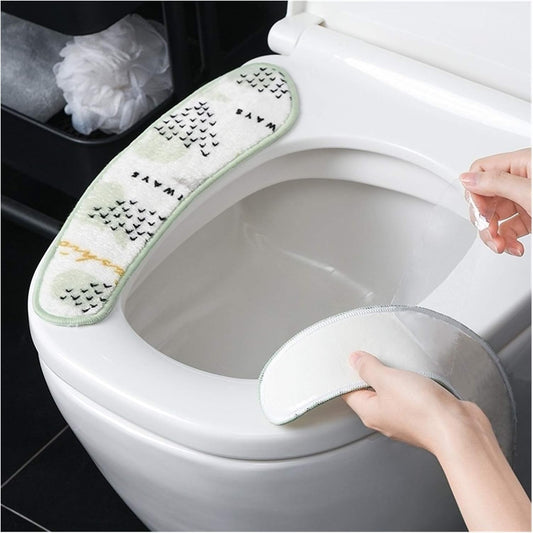 1 Pairs Universal Flannel Toilet Seat Covers Washable Sticky Soft Toilet Mats Winter Anti-Icing Warm Pad Bathroom Accessories (Color : Large Colorful)