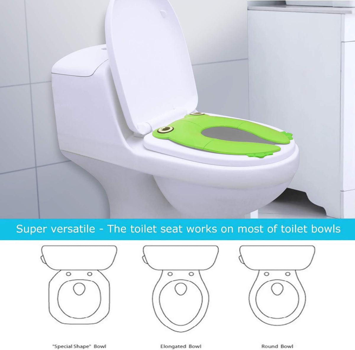 PandaEar Toilet Seat Cover | Folding Travel Toilet Seat for Children and Potty Training | Portable Silicone Toilet Seat for Toddlers, Boys & Girls with Non-Slip Silicone Pads