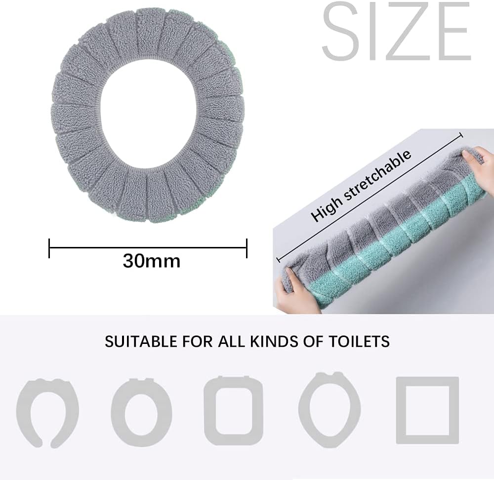 4Pcs Soft Toilet Seat Cover Pads Thicker Warmer Stretchable Washable Cloth Toilet Fits All Oval Toilet Seats