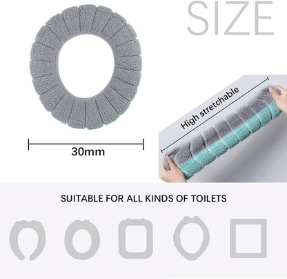4Pcs Soft Toilet Seat Cover Pads Thicker Warmer Stretchable Washable Cloth Toilet Fits All Oval Toilet Seats