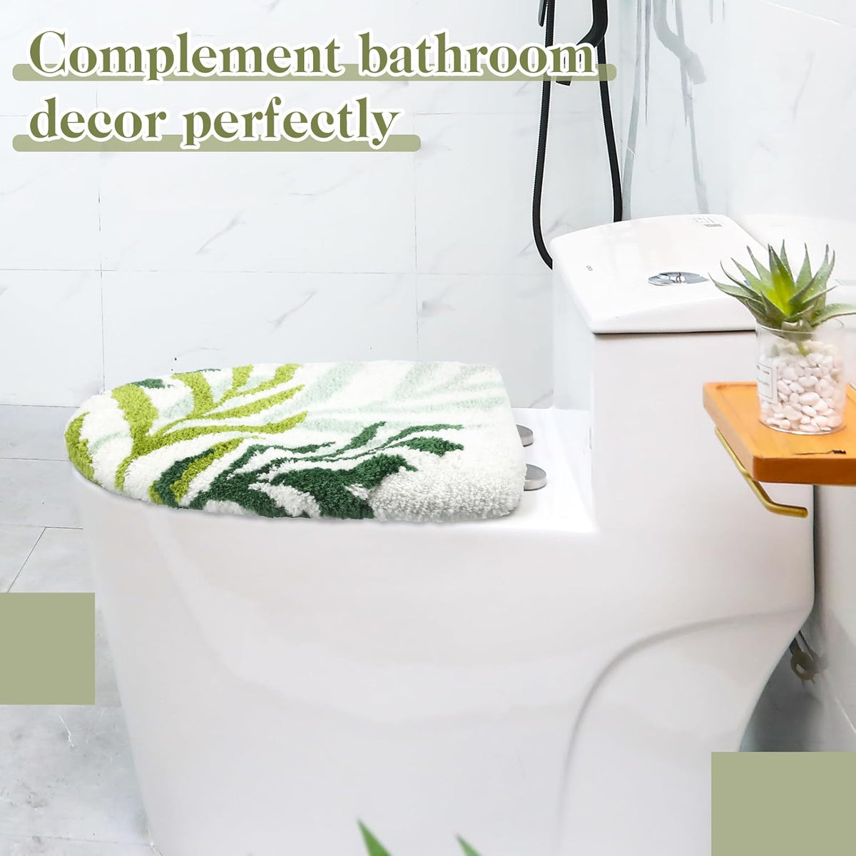 Mindsoft Green Toilet Seat Lid Cover, Microfiber Washable 17.5"x15"