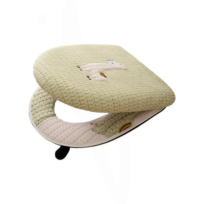 Warm Toilet Seat Cover with Handle for Bathroom (Pink Alpaca)
